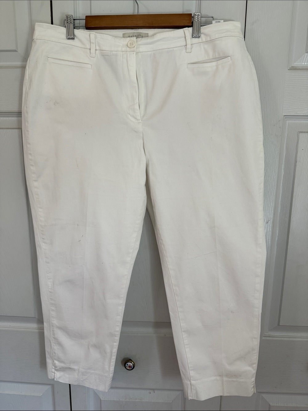 Talbots White Woman Trousers with Neutral Trim